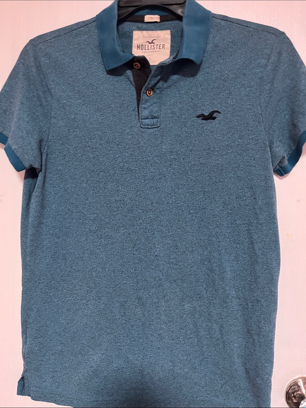 Hollister Teal Heather Polo with Dark Trim